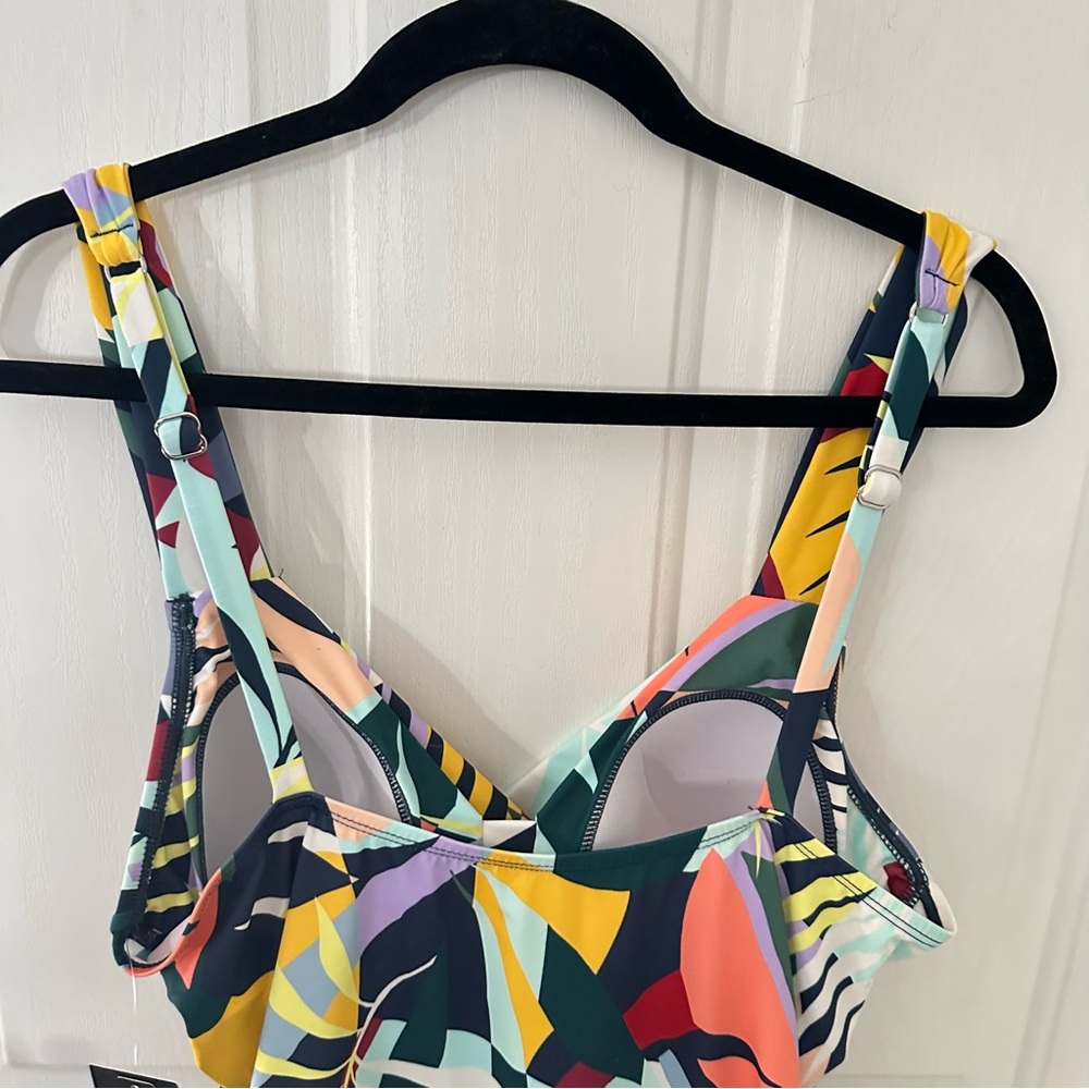 Jantzen Glamour Surplice Mio One Piece Tropical Utopia Azure Swimsuit 16 NWT - Picture 10 of 16